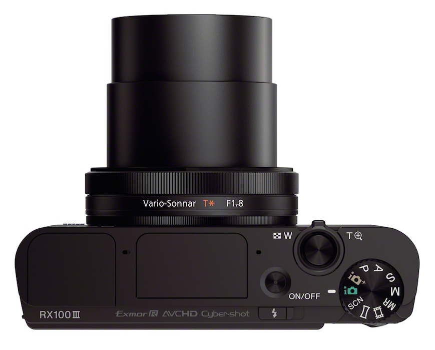 Sony Cyber-Shot DSC-RX100 М3: вид сверху с выдвинутым объективом