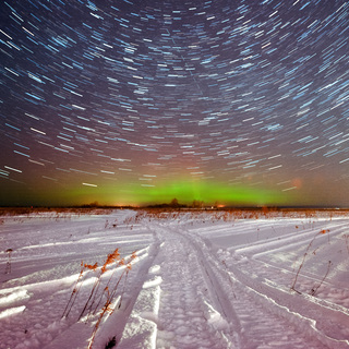 Northern lights (Aurora borealis) in Russia. Izhevsk 17.03.2015