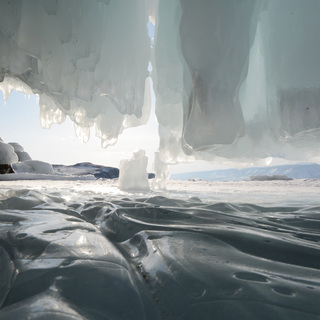 Winter landscape with ice