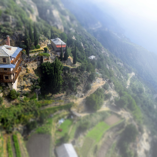 Mount Athos. A view from Simonpetra monastery.