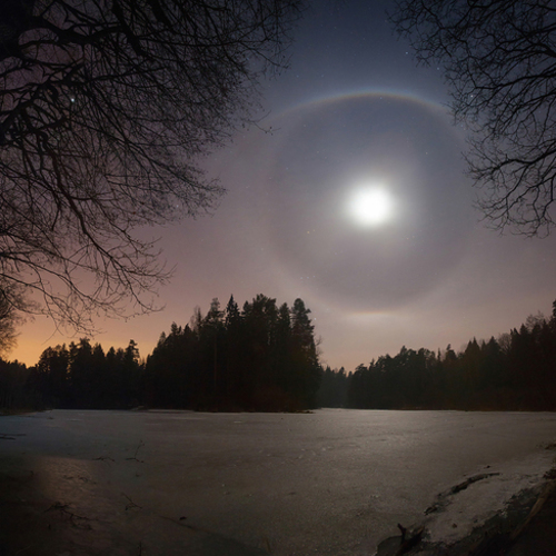 Лунное гало над лесным озером / Родные края