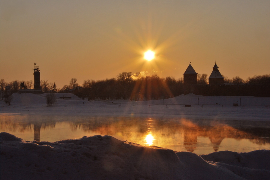 Отражение зимнего солнца