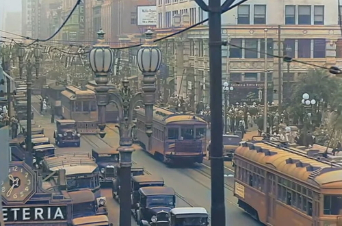 Раскрашенные кадры показывают, как выглядел Центр Лос-Анджелеса в 1930-х годах