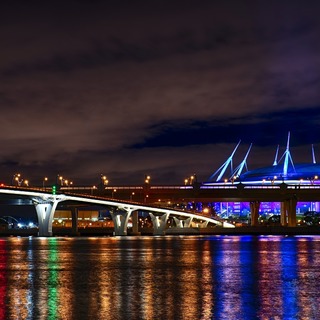 Яхтенный мост, ЗСД и Газпром Арена, 3. Вечерний Петербург