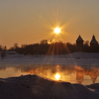 Отражение зимнего солнца