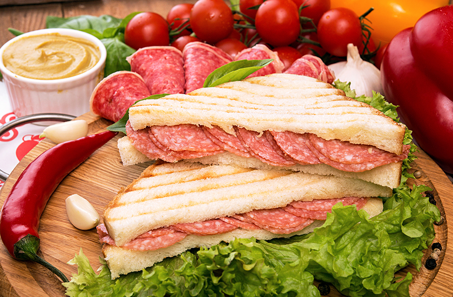 Sandwich with salami