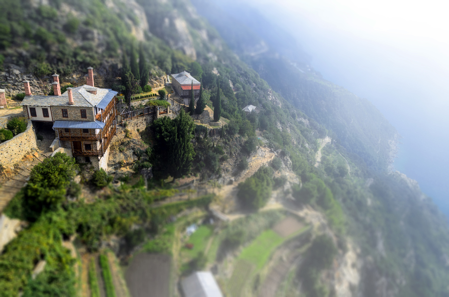 Mount Athos. A view from Simonpetra monastery.