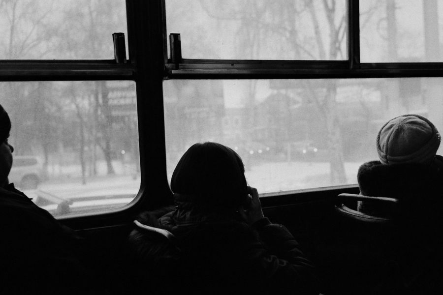Окно в автобусе...